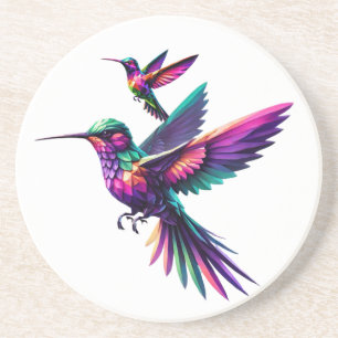 Colorful prism hummingbird coaster