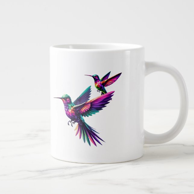 Colorful prism hummingbird large coffee mug (Right)