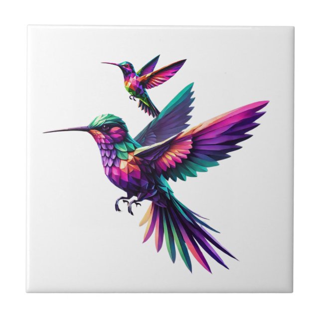 Colorful prism hummingbird tile (Front)