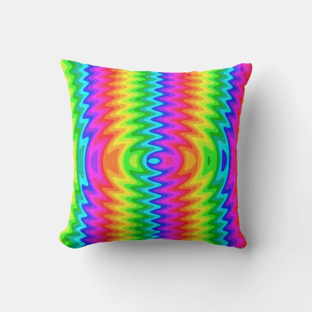 Colorful Psychedelic Art Throw Pillow (Front)