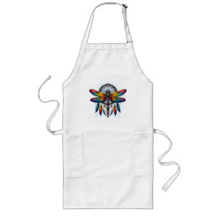 Colorful Psychedelic Dragonfly Dreamcatcher Boho Long Apron