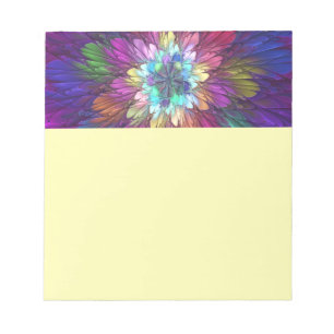 Colorful Psychedelic Flower Abstract Fractal Art Notepad