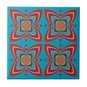 Colorful Psychedelic Geometric Pattern Tile