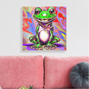 Colorful Psychedelic Graffiti Swirl Frog Canvas Print