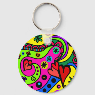 Colorful psychedelic hippy keyring