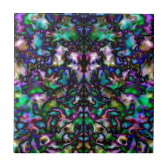 Colorful psychedelic kaleidoscope pattern tile (Front)