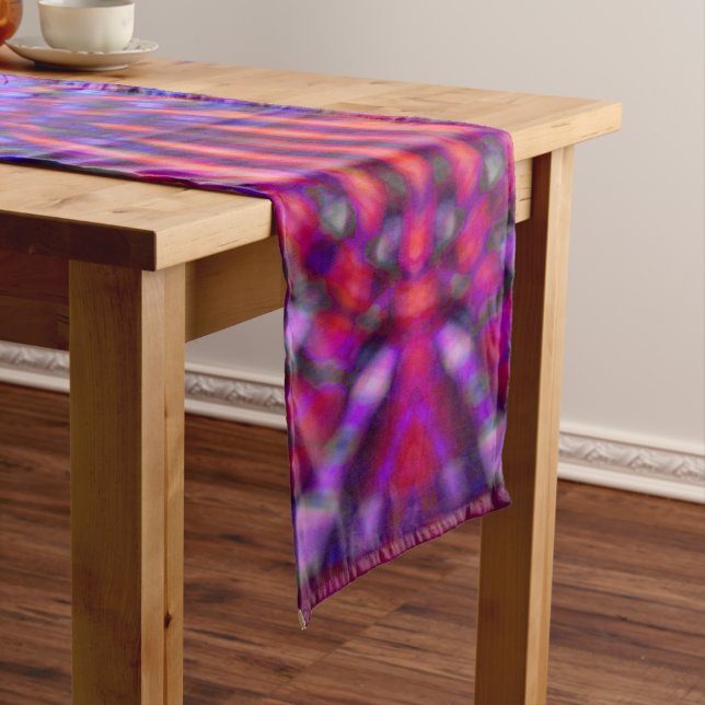 Colorful psychedelic pattern short table runner (In Situ)
