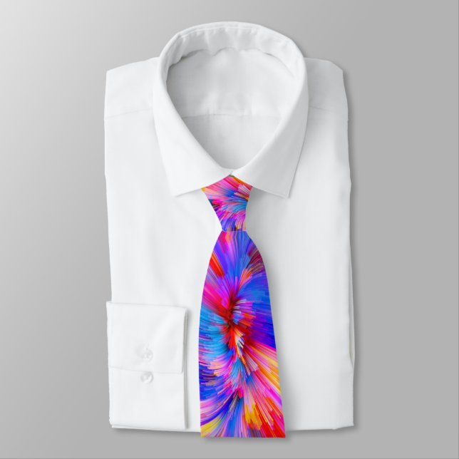 Colorful Psychedelic Tie-Dye neck tie (Tied)