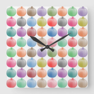 Colorful pumpkin pattern square wall clock