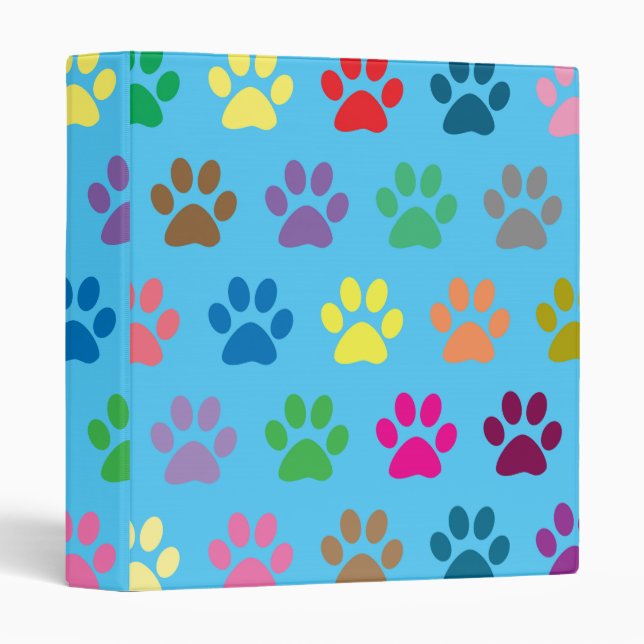 Colorful puppy paw prints binder (Front/Spine)