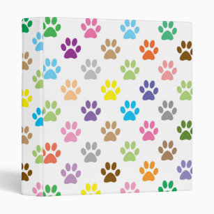 Colorful puppy paw prints binder