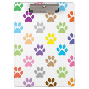 Colorful puppy paw prints clipboard