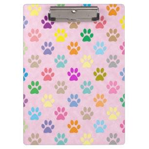 Colorful puppy paw prints clipboard