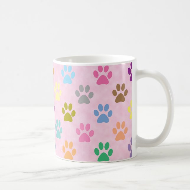 Colorful puppy paw prints pattern coffee mug (Right)