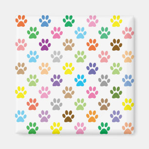 Colorful puppy paw prints pattern magnet