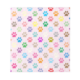 Colorful puppy paw prints pattern notepad