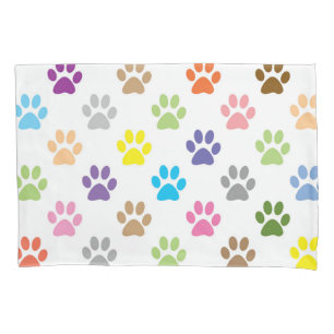 Colorful puppy paws pattern pillowcase