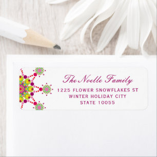 Colorful Purple Festive Flower Star Holiday Labels