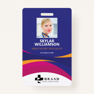 Colorful Purple Flowing Design Medical ID & Logo Badge