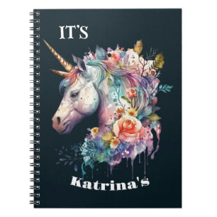 Colorful Purple Magical Floral Unicorn Watercolor Notebook