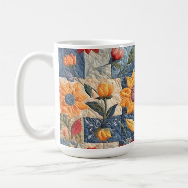 Colorful quilt pattern coffee mug (Left)