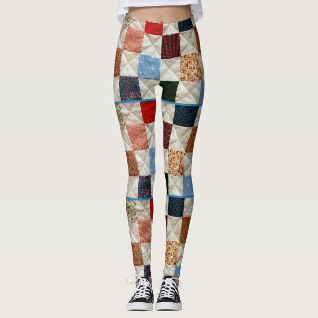 Colorful quilt pattern leggings (Front)