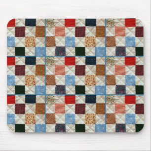 Colorful quilt squares pattern mouse pad