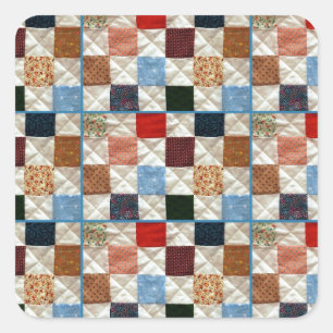 Colorful quilt squares pattern square sticker