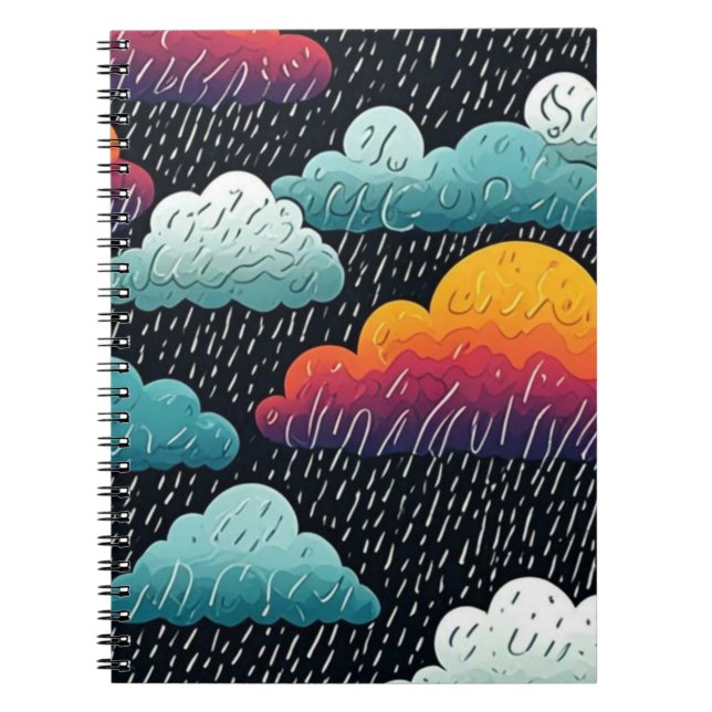 Colorful Rain Cloud Pattern Art Notebook (Front)
