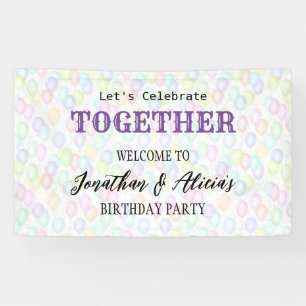Colorful Rainbow Balloon Joint Birthday Party Banner