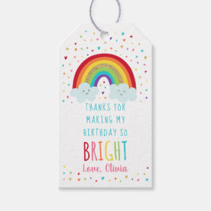 Colorful Rainbow Birthday Thank You Gift Tags