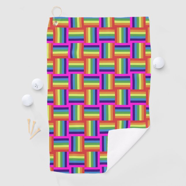 Colorful Rainbow Block Pattern Golf Towel (InSitu)