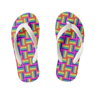 Colorful Rainbow Block Pattern Kid's Flip Flops