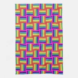 Colorful Rainbow Block Pattern Kitchen Towel
