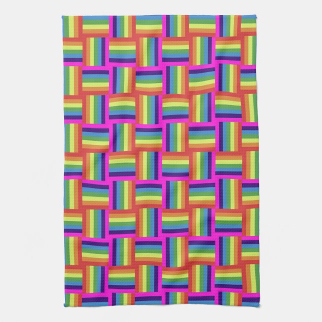 Colorful Rainbow Block Pattern Kitchen Towel (Vertical)