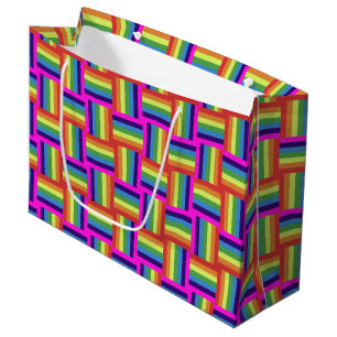Colorful Rainbow Block Pattern Large Gift Bag
