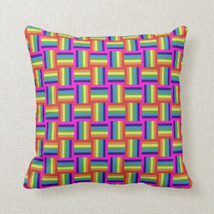 Colorful Rainbow Block Pattern Throw Pillow