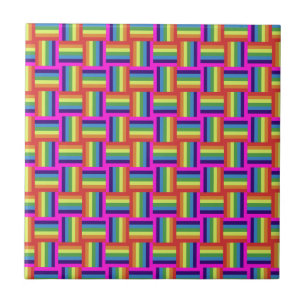 Colorful Rainbow Block Pattern Tile