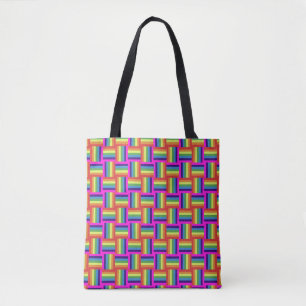 Colorful Rainbow Block Pattern Tote Bag