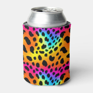 Colorful Rainbow Cheetah Seamless Pattern  Can Cooler