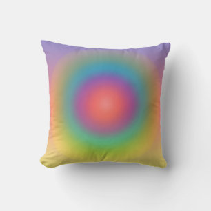 Colorful Rainbow Concentric Circle Space  Throw Pillow