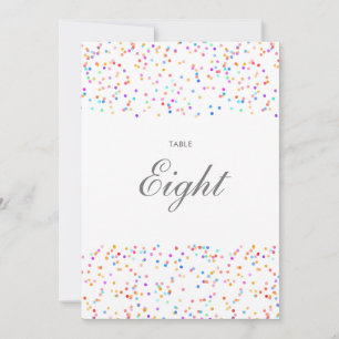 Colorful Rainbow Confetti Table Number