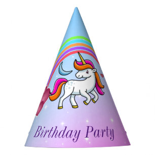 Colorful Rainbow, Cute Unicorn, Birthday Party Hat