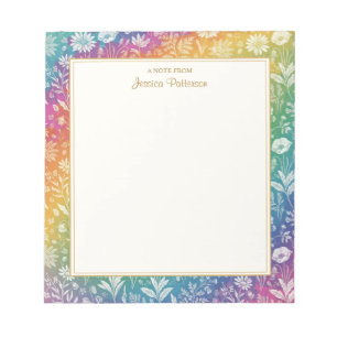 Colorful Rainbow Floral Flower Pattern Custom Notepad