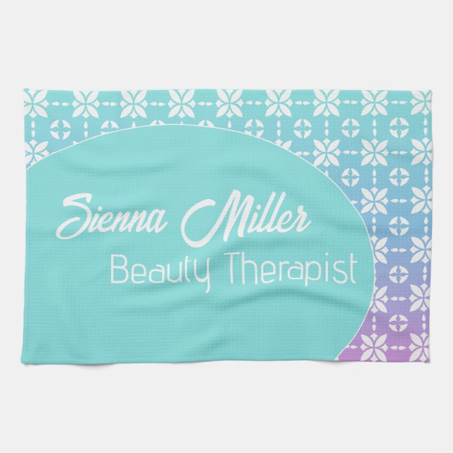 Colorful Rainbow Flower Pattern Personalized Kitchen Towel (Horizontal)