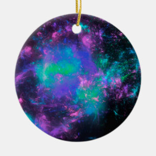 colorful rainbow fractals ceramic ornament