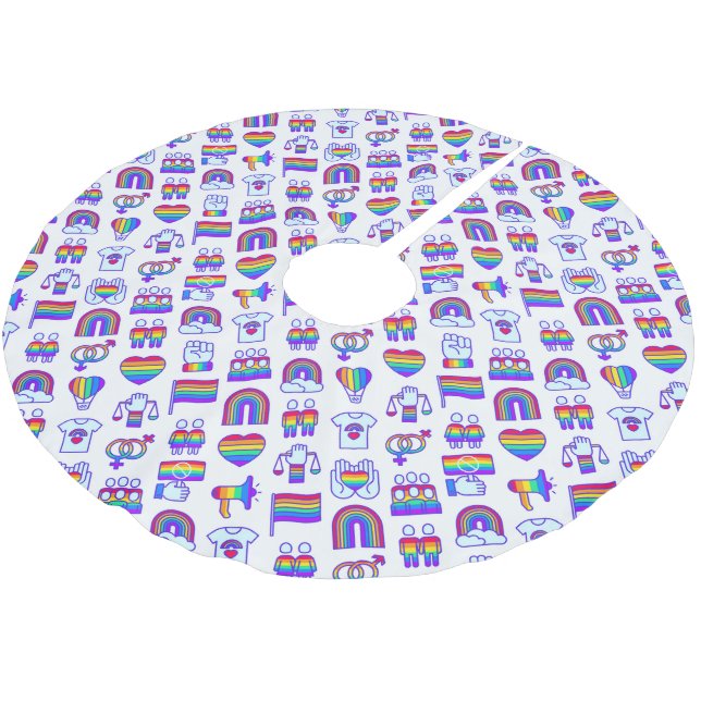 Colorful Rainbow Icon Patterns Brushed Polyester Tree Skirt (Angled)