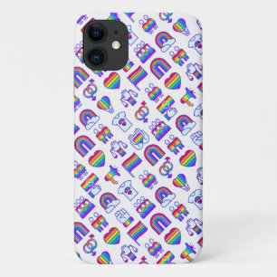 Colorful Rainbow Icon Patterns iPhone 11 Case