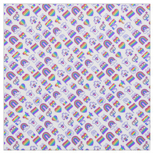Colorful Rainbow Icon Patterns Fabric