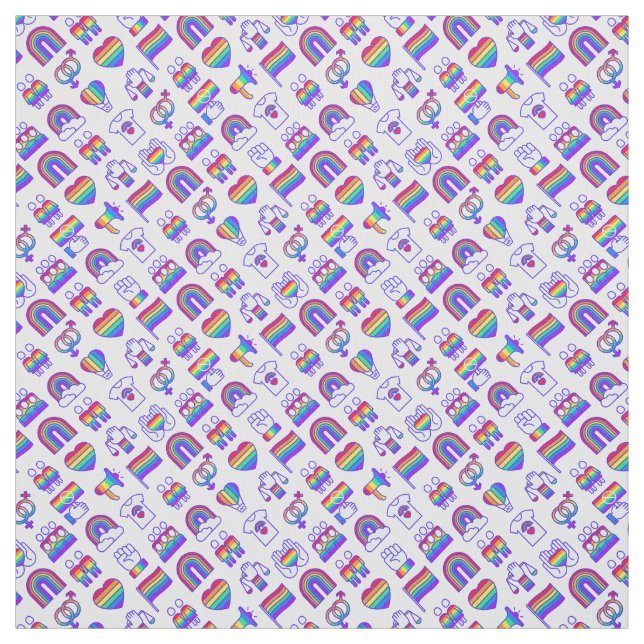 Colorful Rainbow Icon Patterns Fabric (Swatch)